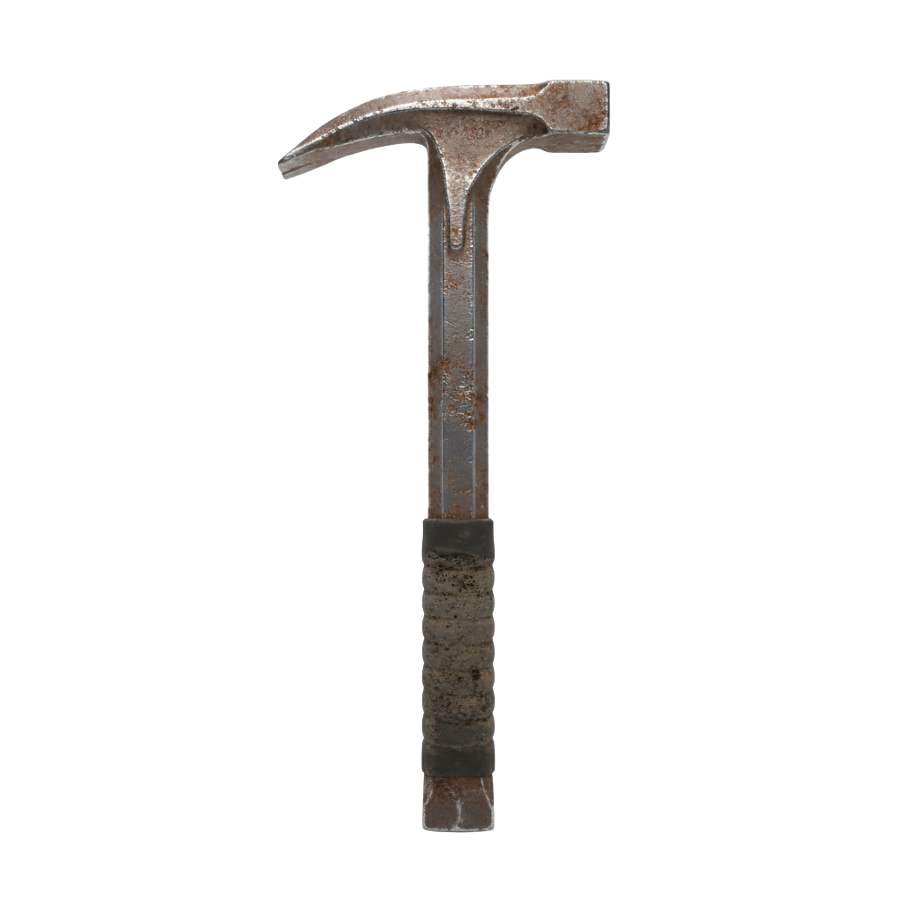 Generate a heavy-duty crowbar with worn metal finish and rust details